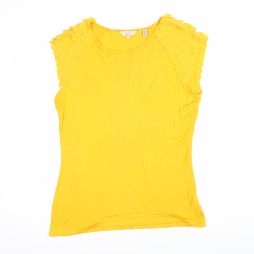 Ted Baker Womens Yellow Viscose Tunic T-Shirt Size 14 Boat Neck