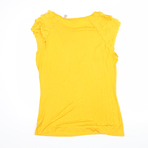 Ted Baker Womens Yellow Viscose Tunic T-Shirt Size 14 Boat Neck