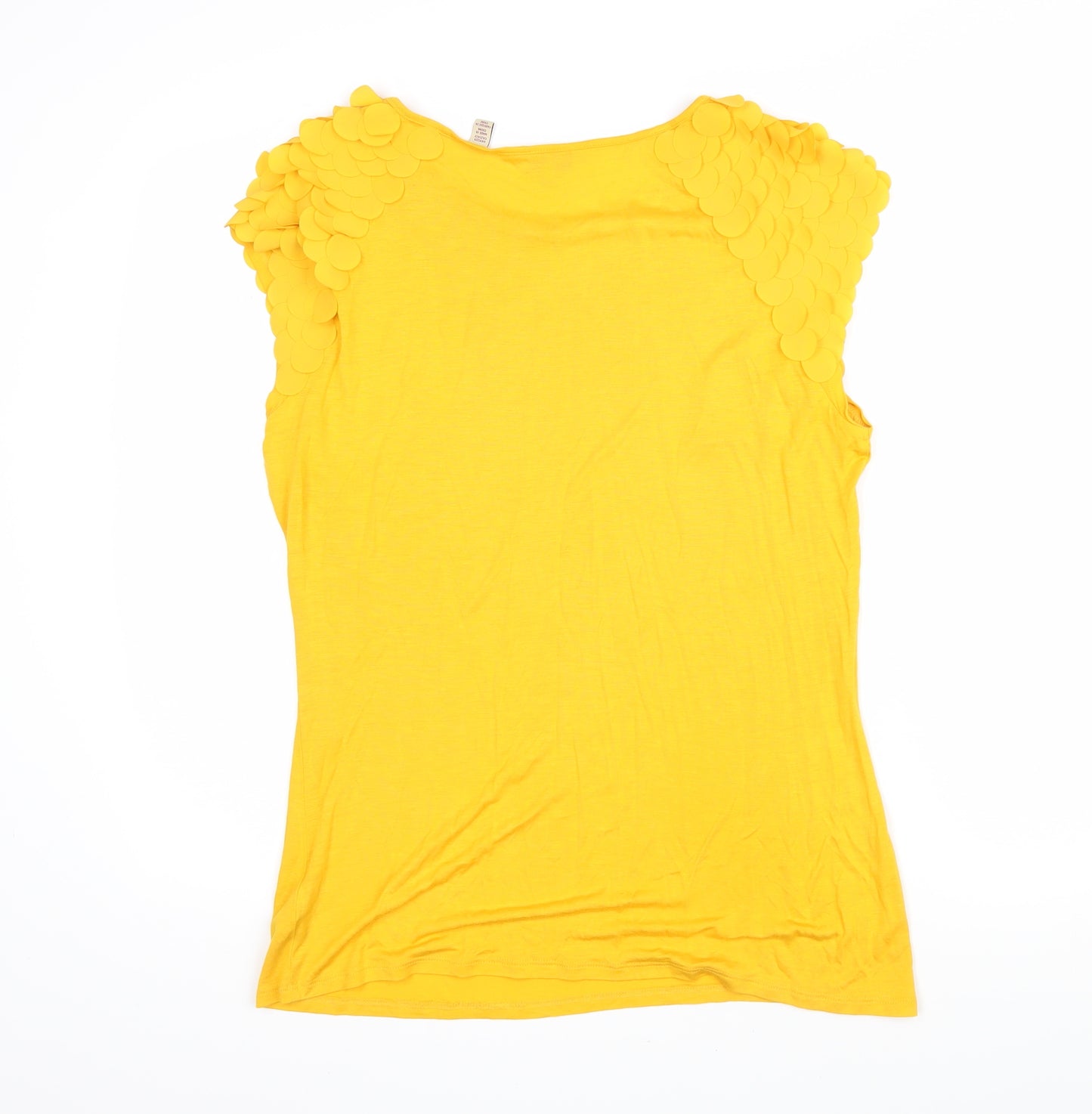 Ted Baker Womens Yellow Viscose Tunic T-Shirt Size 14 Boat Neck