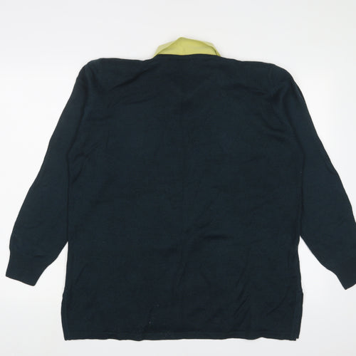 Country Casuals Womens Green Collared Acrylic Pullover Jumper Size L - Shoulder Pads