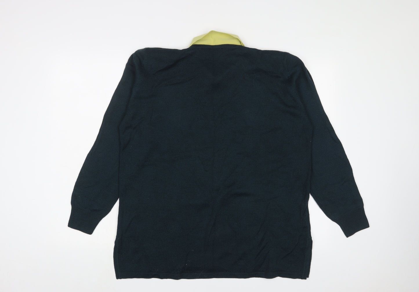 Country Casuals Womens Green Collared Acrylic Pullover Jumper Size L - Shoulder Pads