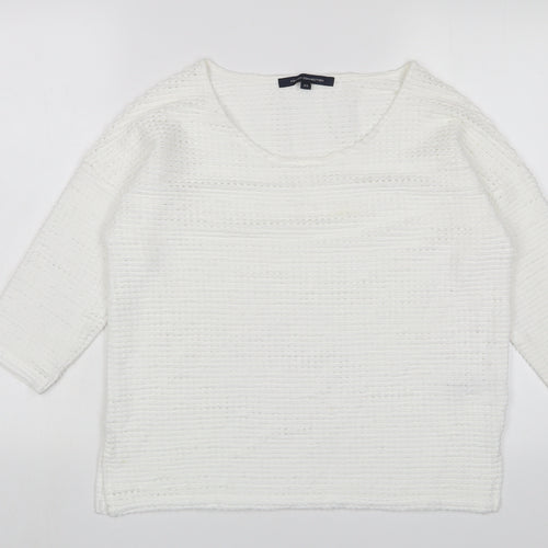 French Connection Womens White Crew Neck Polyacrylate Fibre Pullover Jumper Size XS