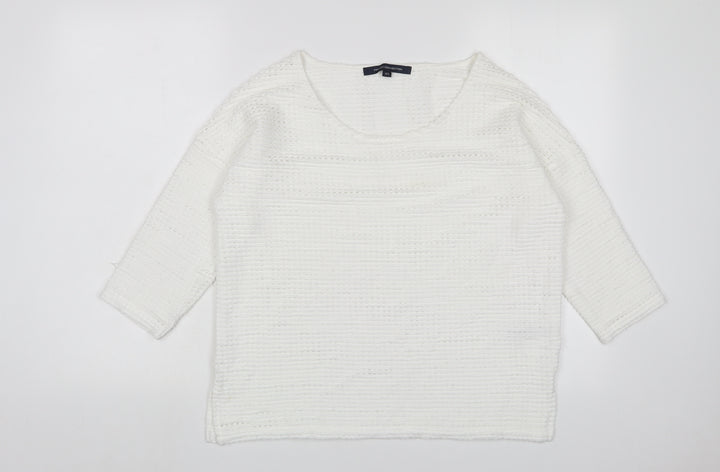 French Connection Womens White Crew Neck Polyacrylate Fibre Pullover Jumper Size XS