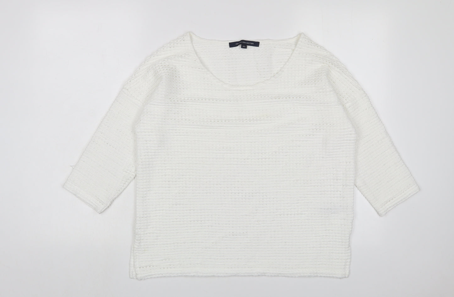 French Connection Womens White Crew Neck Polyacrylate Fibre Pullover Jumper Size XS