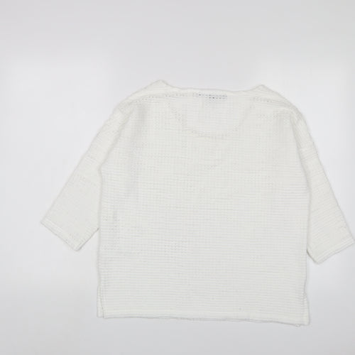 French Connection Womens White Crew Neck Polyacrylate Fibre Pullover Jumper Size XS