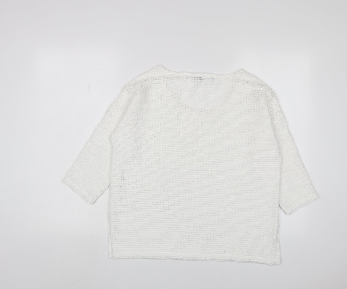 French Connection Womens White Crew Neck Polyacrylate Fibre Pullover Jumper Size XS