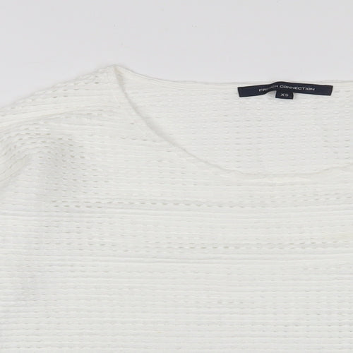 French Connection Womens White Crew Neck Polyacrylate Fibre Pullover Jumper Size XS