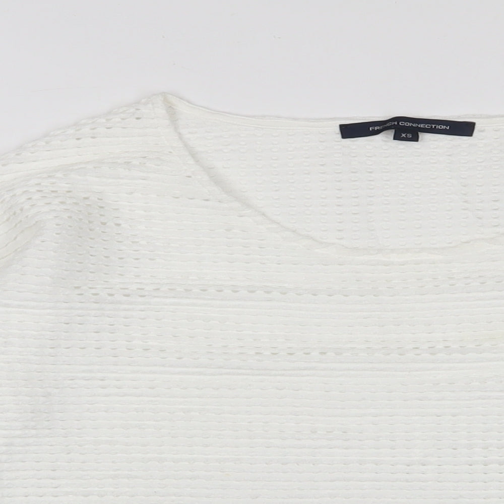 French Connection Womens White Crew Neck Polyacrylate Fibre Pullover Jumper Size XS