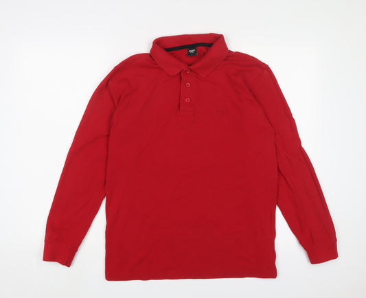 Cotton Traders Mens Red Cotton Polo Size S Collared Button - Logo, Embroidered