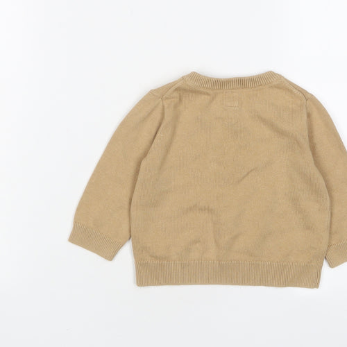 Gap Baby Brown Cotton Pullover Jumper Size 6-9 Months Button - Bear