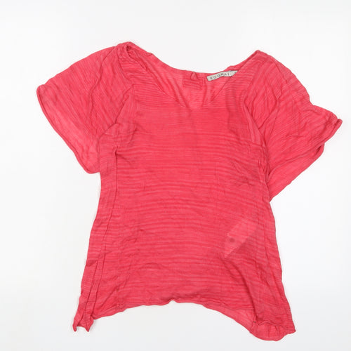 Kookai Womens Pink Cotton Basic T-Shirt Size S V-Neck