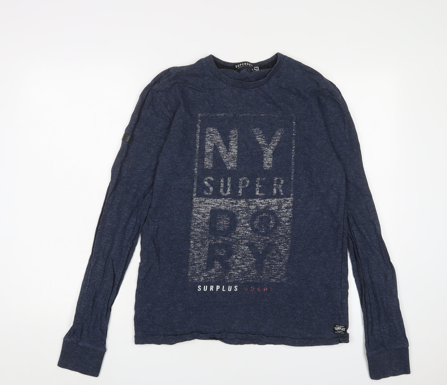 Superdry Mens Blue Cotton T-Shirt Size M Crew Neck - NY Super