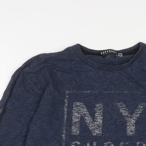 Superdry Mens Blue Cotton T-Shirt Size M Crew Neck - NY Super