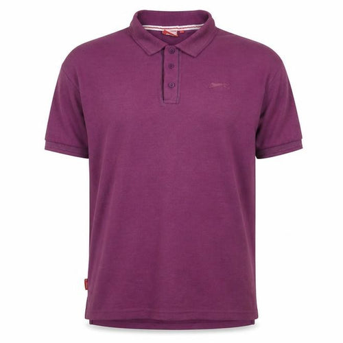 Slazenger Mens Purple Cotton Polo Size L Collared Button - Logo, Embroidered