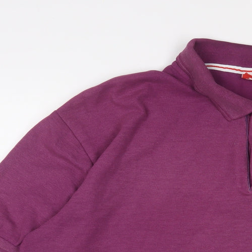 Slazenger Mens Purple Cotton Polo Size L Collared Button - Logo, Embroidered