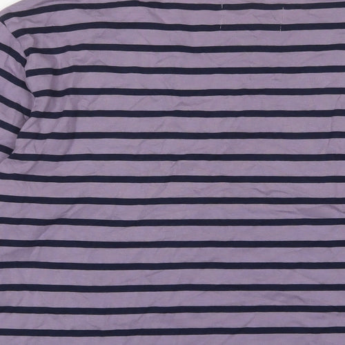 Seasalt Womens Purple Striped Cotton Basic T-Shirt Size 18 Crew Neck