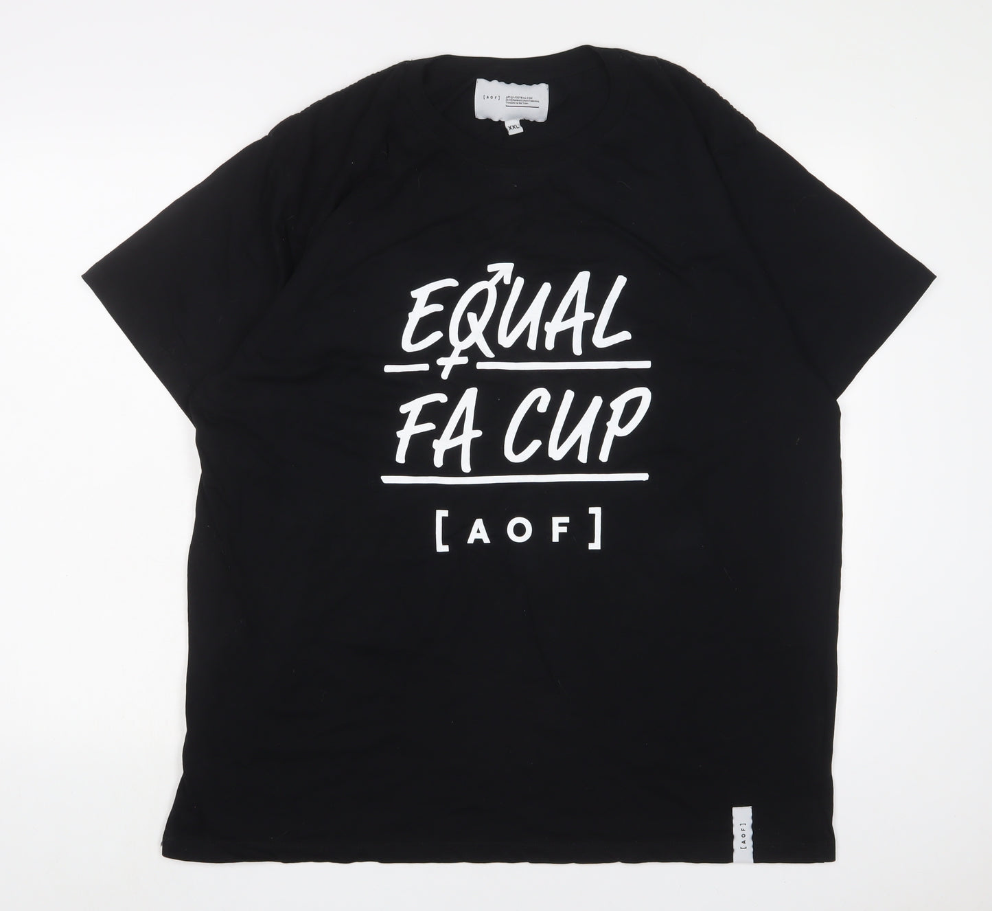 [ AOF ] Mens Black Cotton T-Shirt Size 2XL Crew Neck - Equal FA Cup