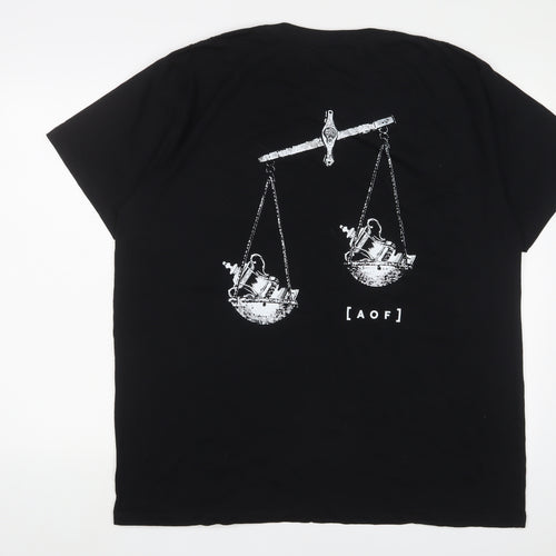 [ AOF ] Mens Black Cotton T-Shirt Size 2XL Crew Neck - Equal FA Cup