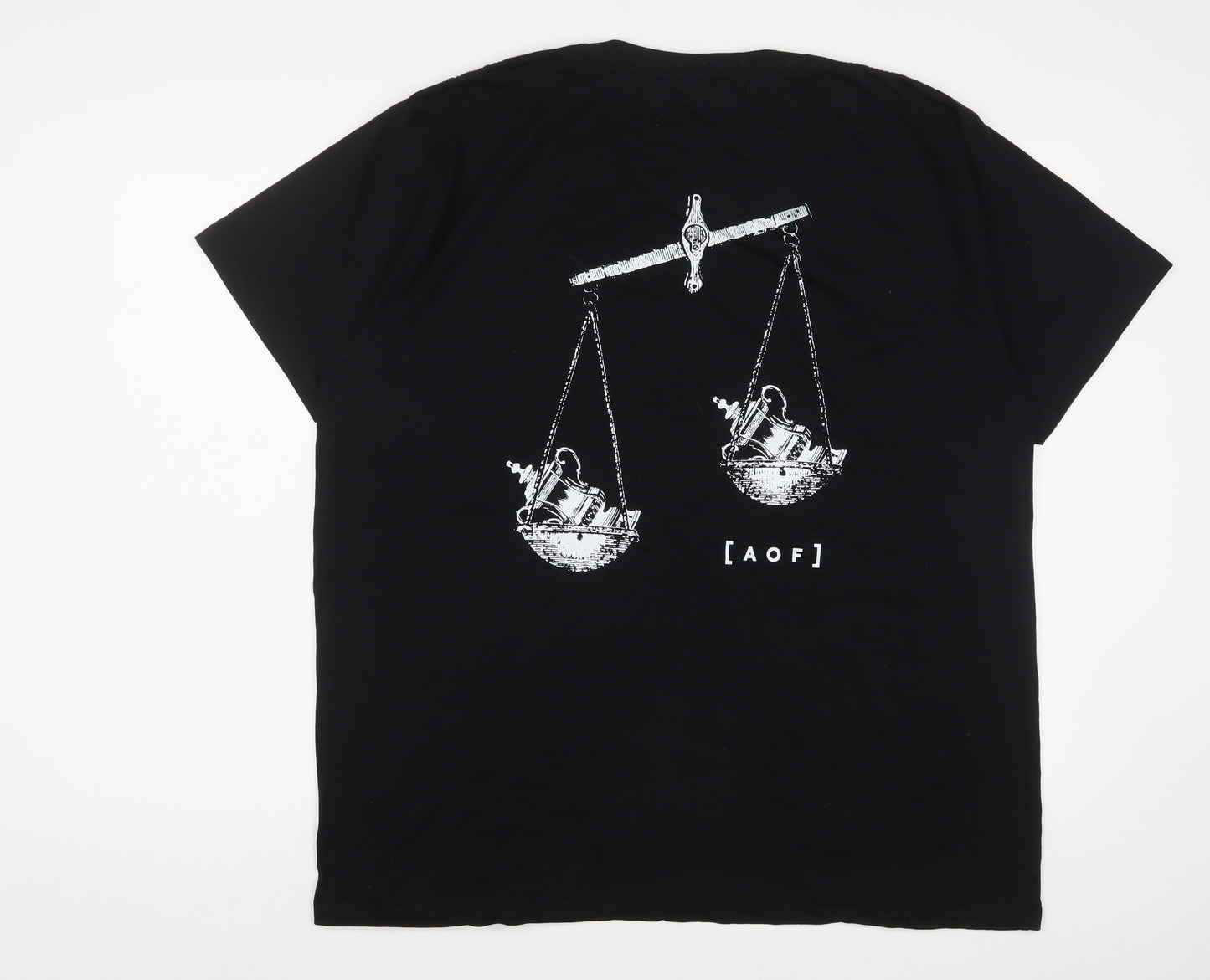 [ AOF ] Mens Black Cotton T-Shirt Size 2XL Crew Neck - Equal FA Cup