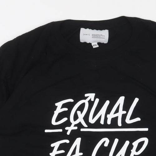 [ AOF ] Mens Black Cotton T-Shirt Size 2XL Crew Neck - Equal FA Cup