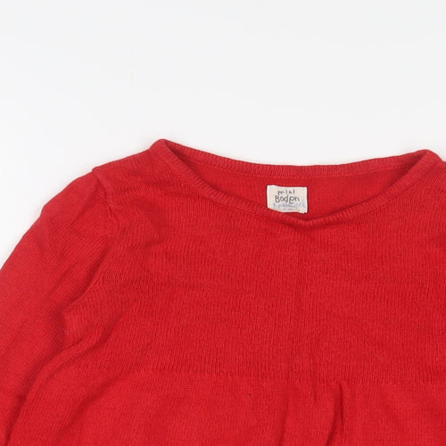 Mini Boden Girls Red Fair Isle Cotton Jacket Dress Size 9-10 Years Crew Neck Pullover
