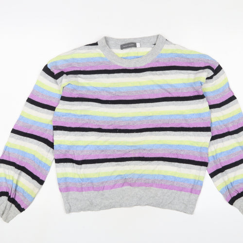 Mint Velvet Womens Multicoloured Crew Neck Striped Cotton Pullover Jumper Size 12