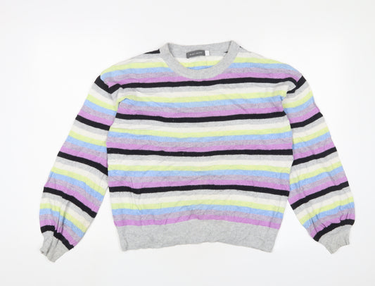 Mint Velvet Womens Multicoloured Crew Neck Striped Cotton Pullover Jumper Size 12