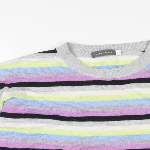 Mint Velvet Womens Multicoloured Crew Neck Striped Cotton Pullover Jumper Size 12