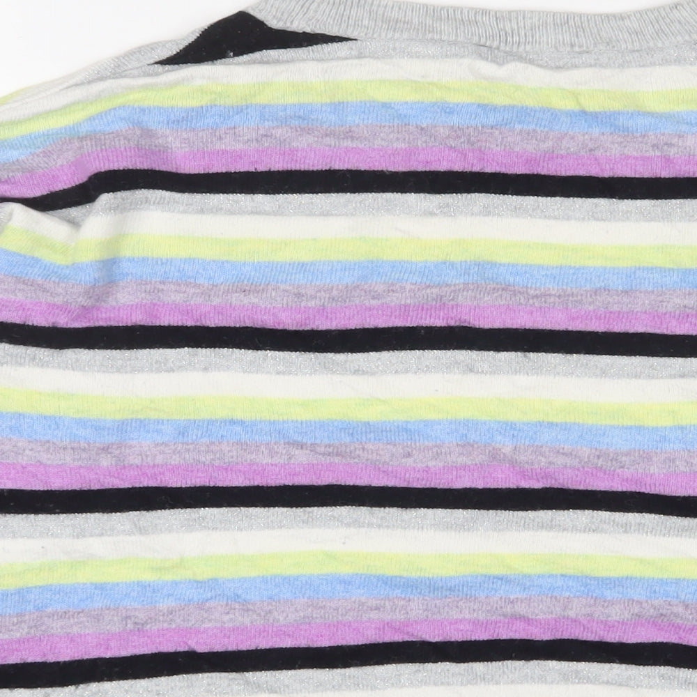 Mint Velvet Womens Multicoloured Crew Neck Striped Cotton Pullover Jumper Size 12