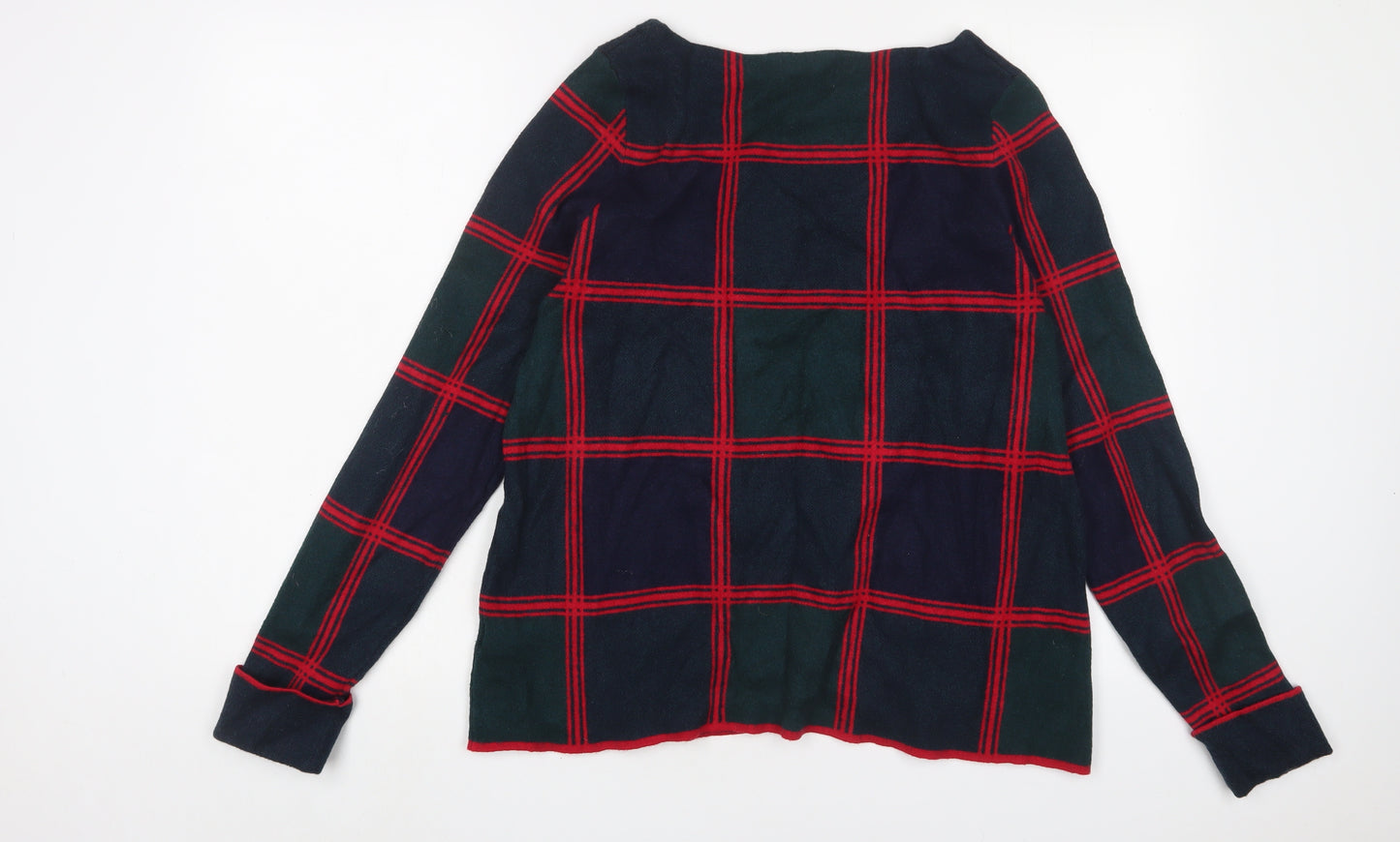 Kenar Womens Green Collared Check Polyester Pullover Jumper Size L