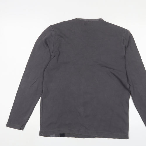 Lewis & Finch Mens Grey Cotton T-Shirt Size S Crew Neck - Embroidered