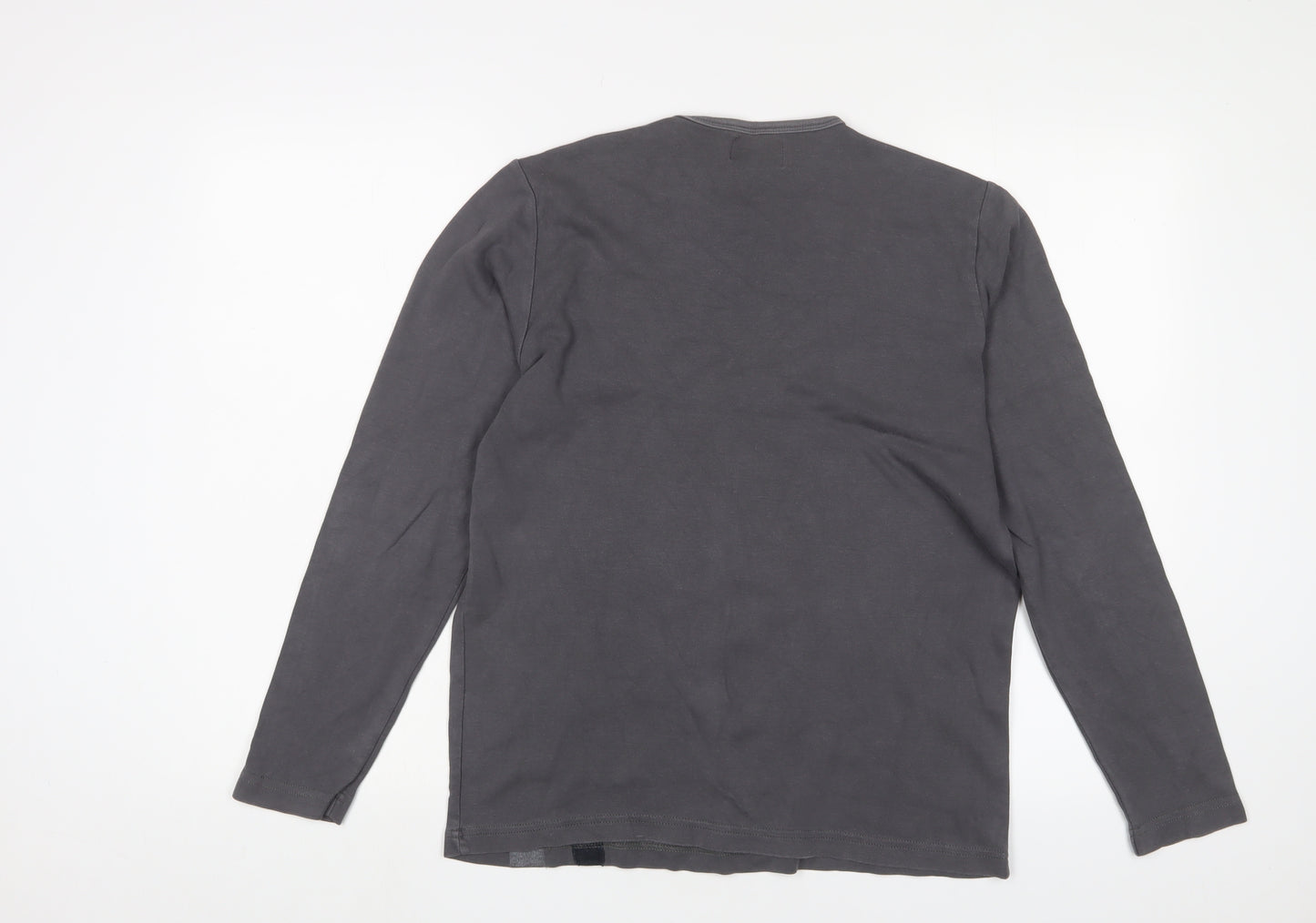 Lewis & Finch Mens Grey Cotton T-Shirt Size S Crew Neck - Embroidered