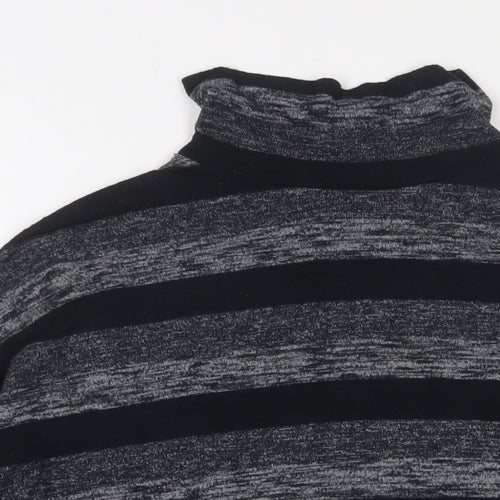 Sparkle & Fade Womens Grey High Neck Striped Polyester Pullover Jumper Size S