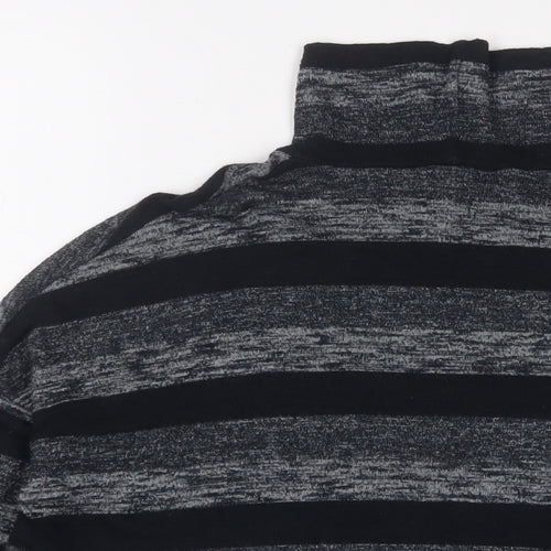Sparkle & Fade Womens Grey High Neck Striped Polyester Pullover Jumper Size S