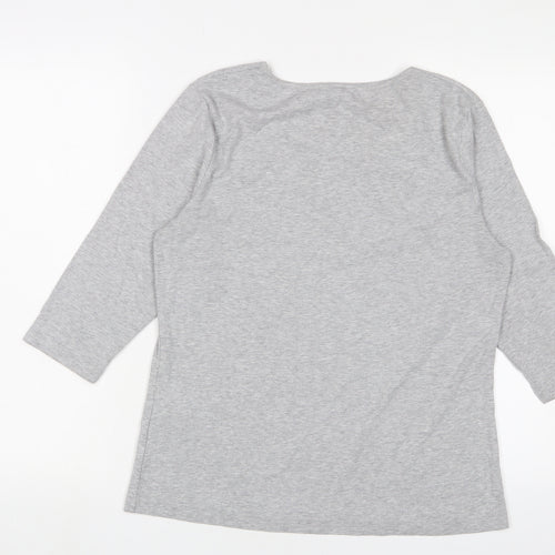 Lakeland Womens Grey Cotton Basic T-Shirt Size 12 Scoop Neck - Butterflies