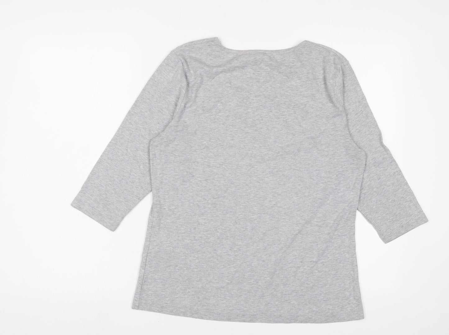 Lakeland Womens Grey Cotton Basic T-Shirt Size 12 Scoop Neck - Butterflies