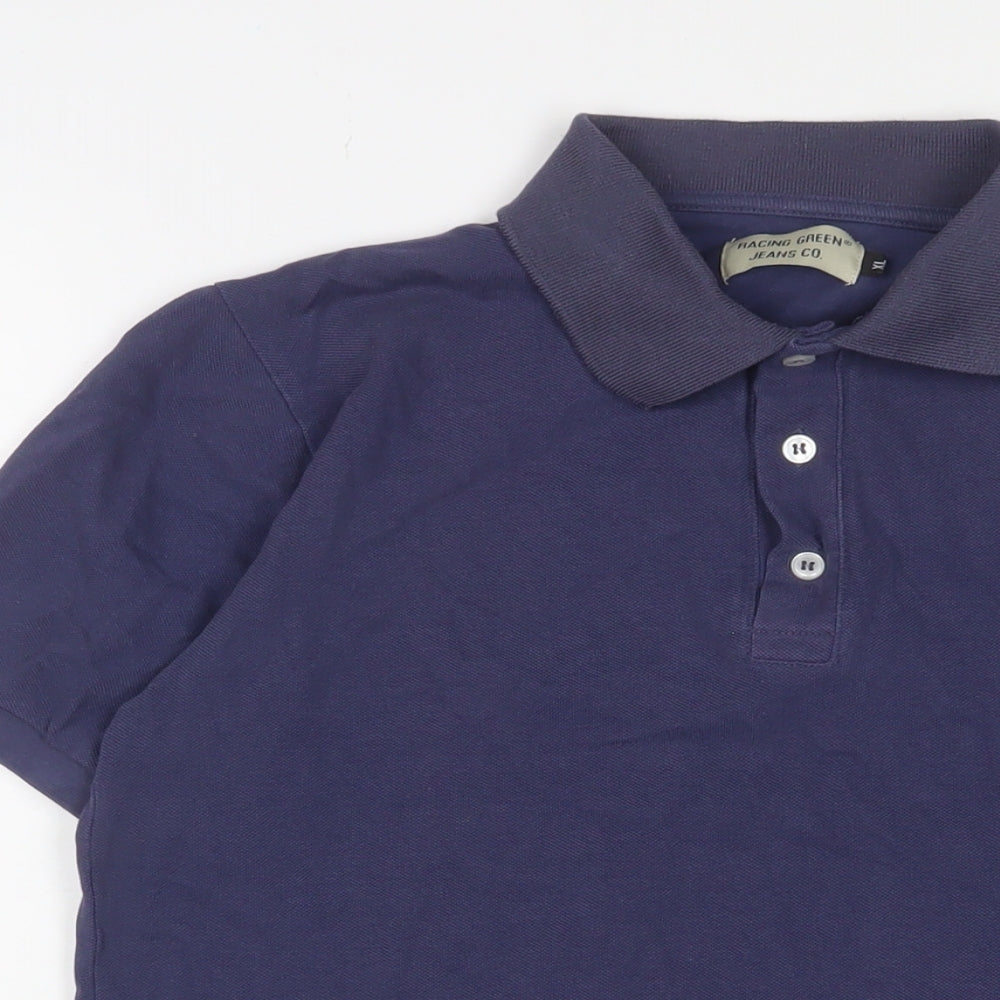 Racing Green Mens Purple Cotton Polo Size XL Collared Button - Logo, Embroidered