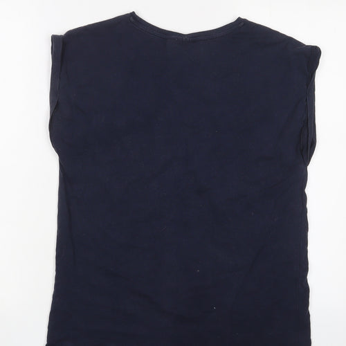 Saint Tropez Clothing Womens Blue Viscose Basic T-Shirt Size M Crew Neck