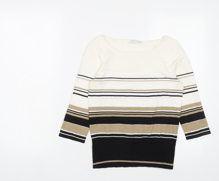 Precis Womens Multicoloured Crew Neck Striped Viscose Pullover Jumper Size S