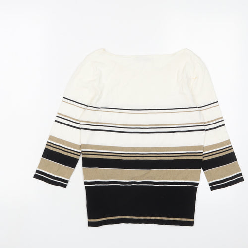 Precis Womens Multicoloured Crew Neck Striped Viscose Pullover Jumper Size S