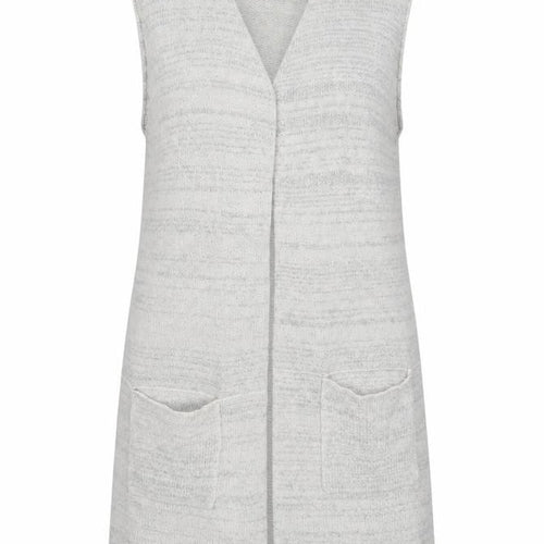 Fransa Womens Grey V-Neck Acrylic Cardigan Jumper Size S - Open