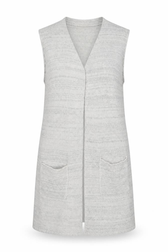 Fransa Womens Grey V-Neck Acrylic Cardigan Jumper Size S - Open