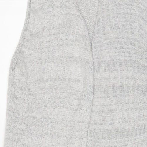 Fransa Womens Grey V-Neck Acrylic Cardigan Jumper Size S - Open