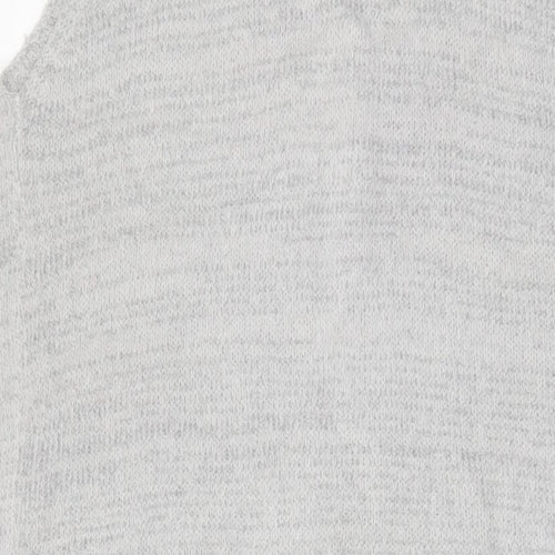 Fransa Womens Grey V-Neck Acrylic Cardigan Jumper Size S - Open