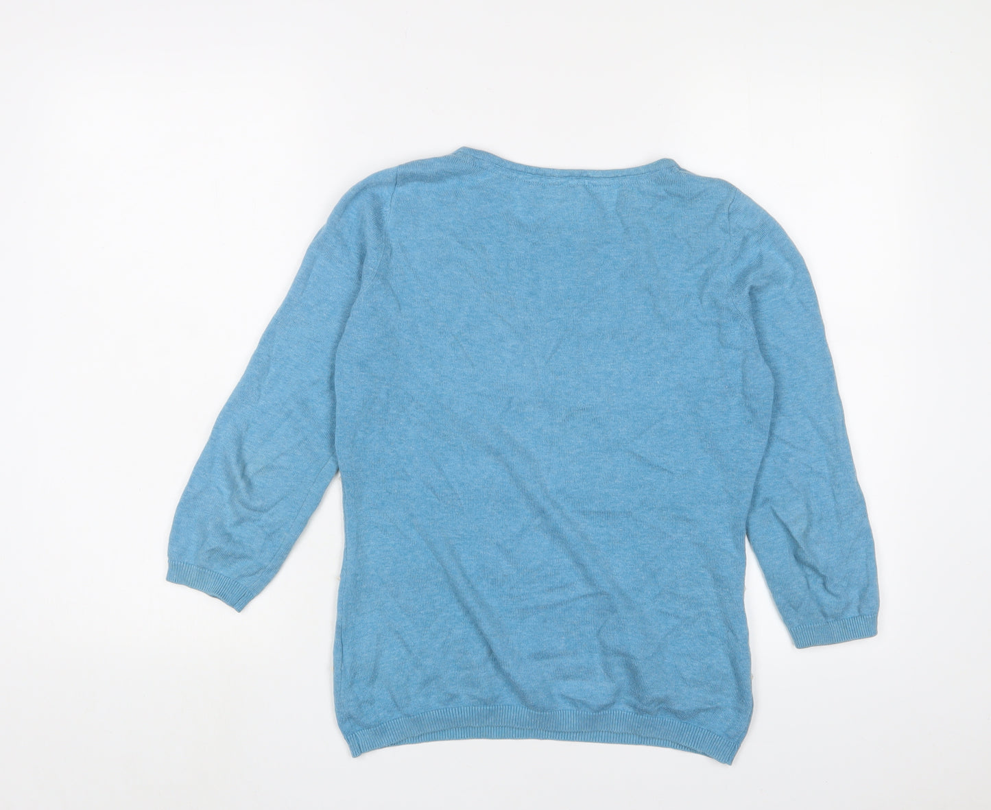 Ness Womens Blue Crew Neck Cotton Pullover Jumper Size S - Embroidered