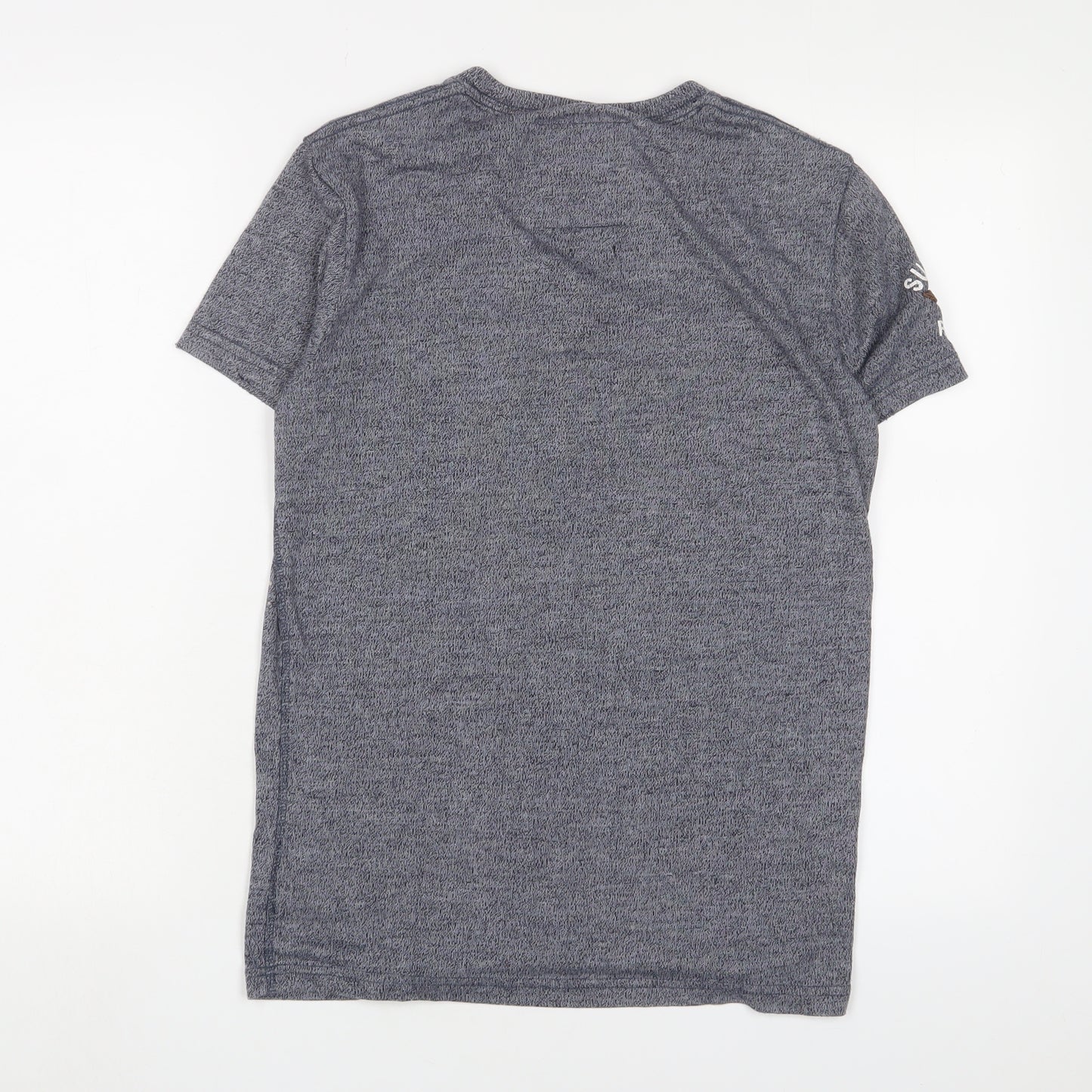 Superdry Mens Blue Cotton T-Shirt Size XS Crew Neck - Logo, Embroidered