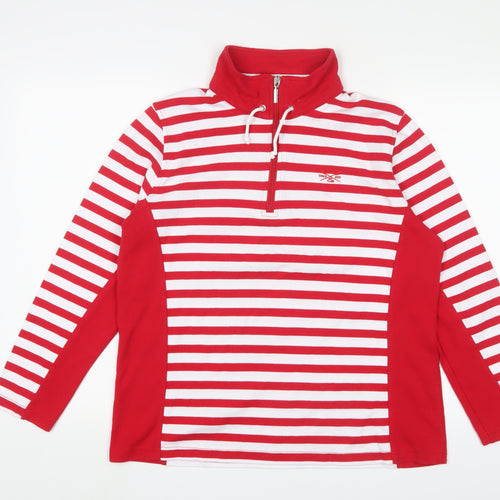 Navigazione Womens Red Striped Cotton Pullover Sweatshirt Size 14 Zip - Logo, Embroidered
