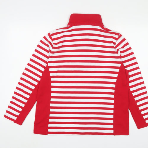 Navigazione Womens Red Striped Cotton Pullover Sweatshirt Size 14 Zip - Logo, Embroidered