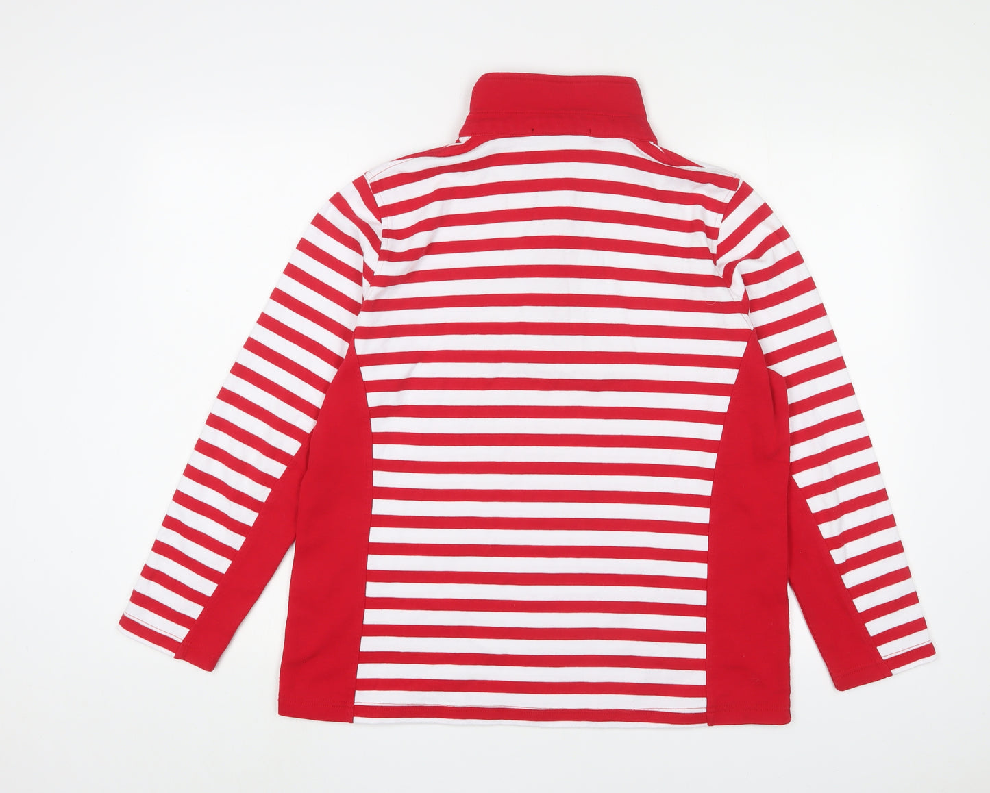 Navigazione Womens Red Striped Cotton Pullover Sweatshirt Size 14 Zip - Logo, Embroidered