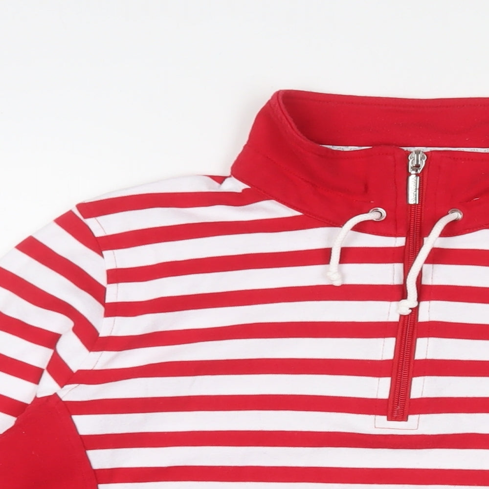 Navigazione Womens Red Striped Cotton Pullover Sweatshirt Size 14 Zip - Logo, Embroidered